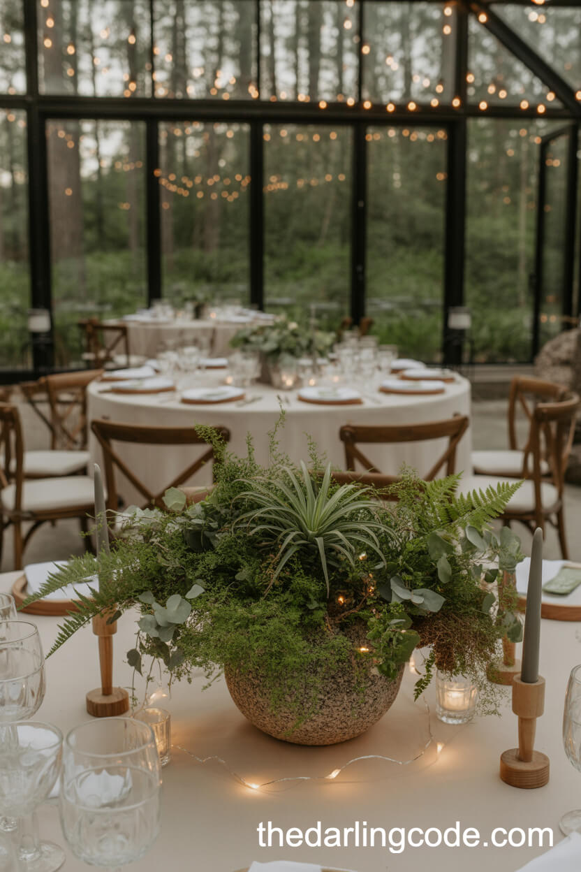 Lush Greenery Forest Wedding Centerpiece