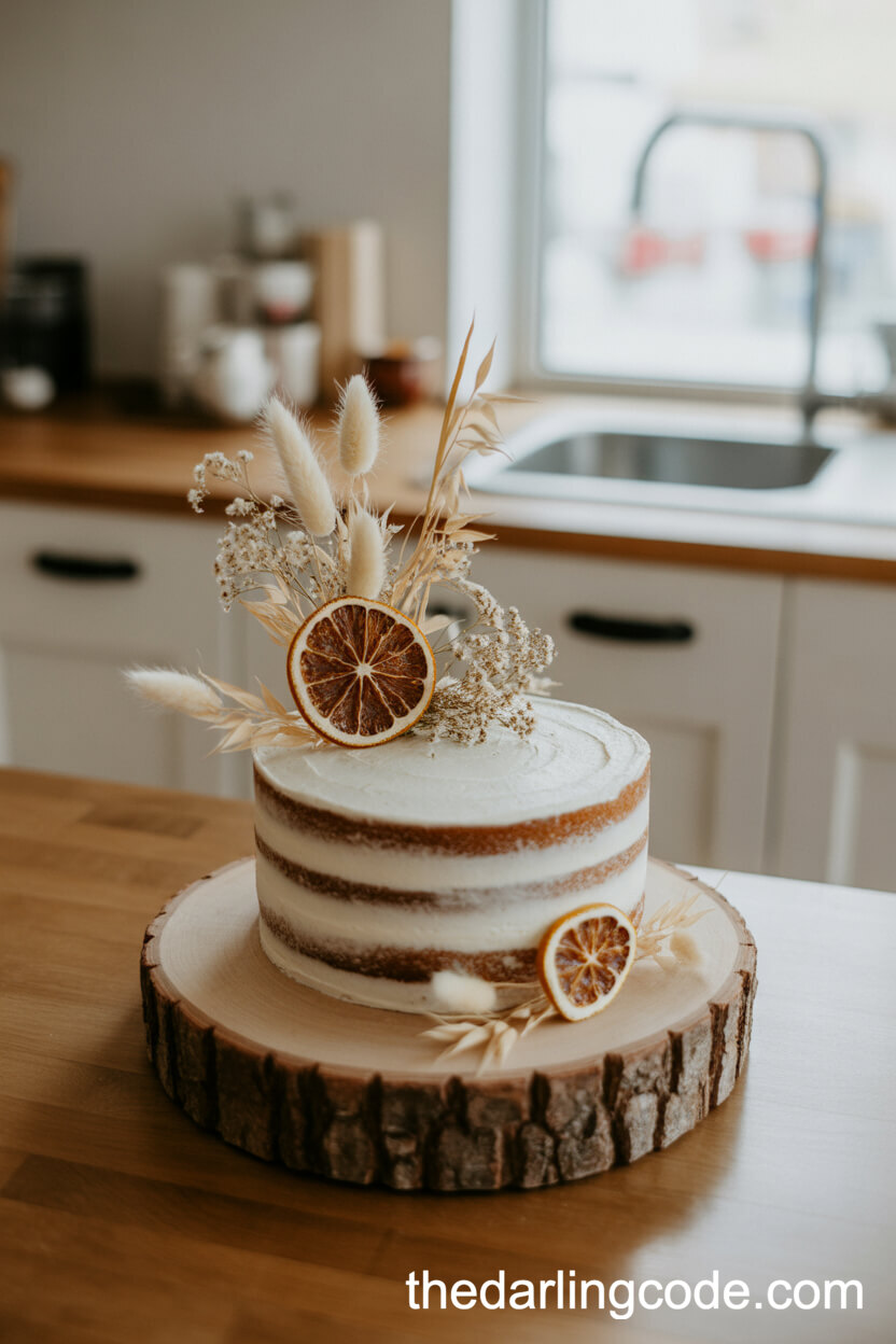 Gluten-Free Naked Cake With Dried Citrus And Flowers