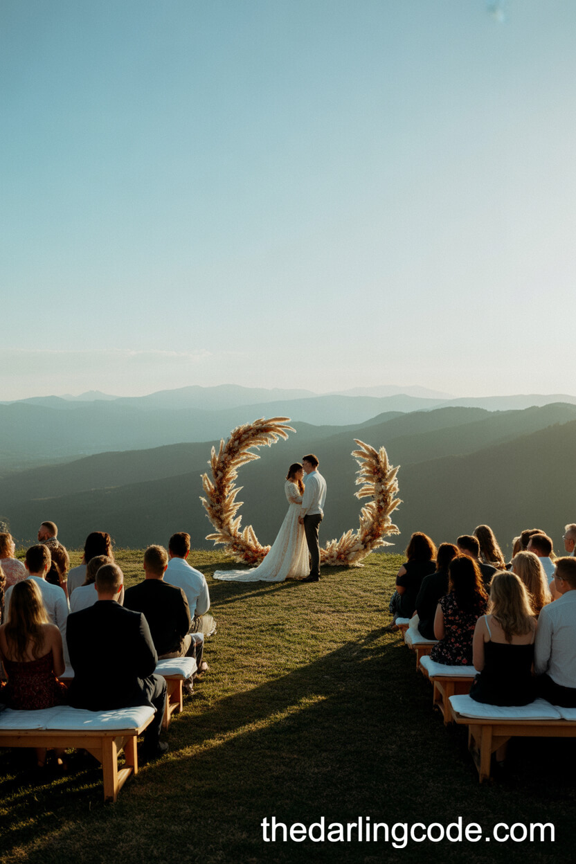 Mountain Ridge Ceremony With Wildflower Crescent Altar