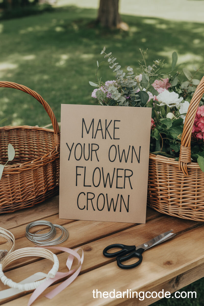 DIY Flower Crown Station For Wedding Guests