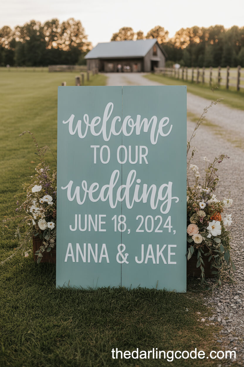 Hand-Lettered Sage Green Wedding Welcome Signs