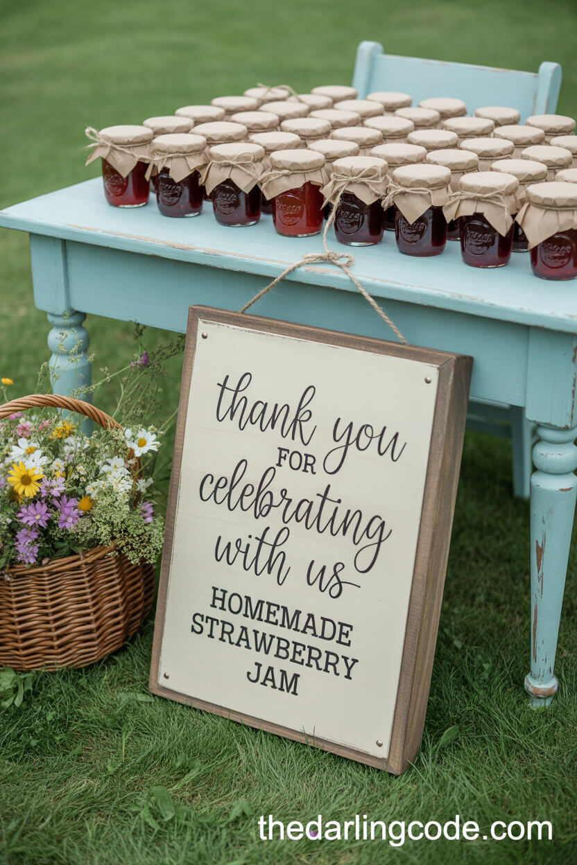 Homemade Jam Wedding Favors Table