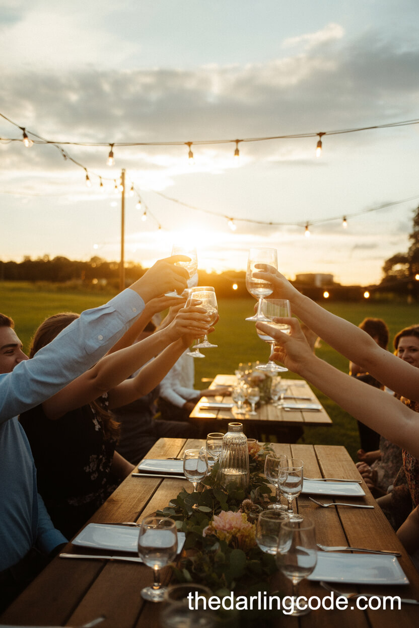 Sunset Field Toast With Rustic Tables