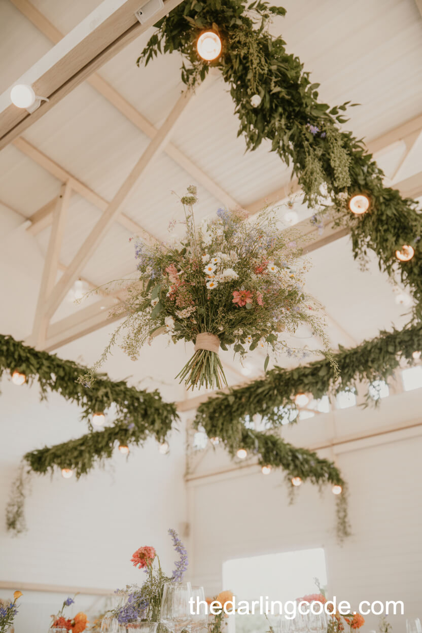 Suspended Wildflower Barn Floral Installations