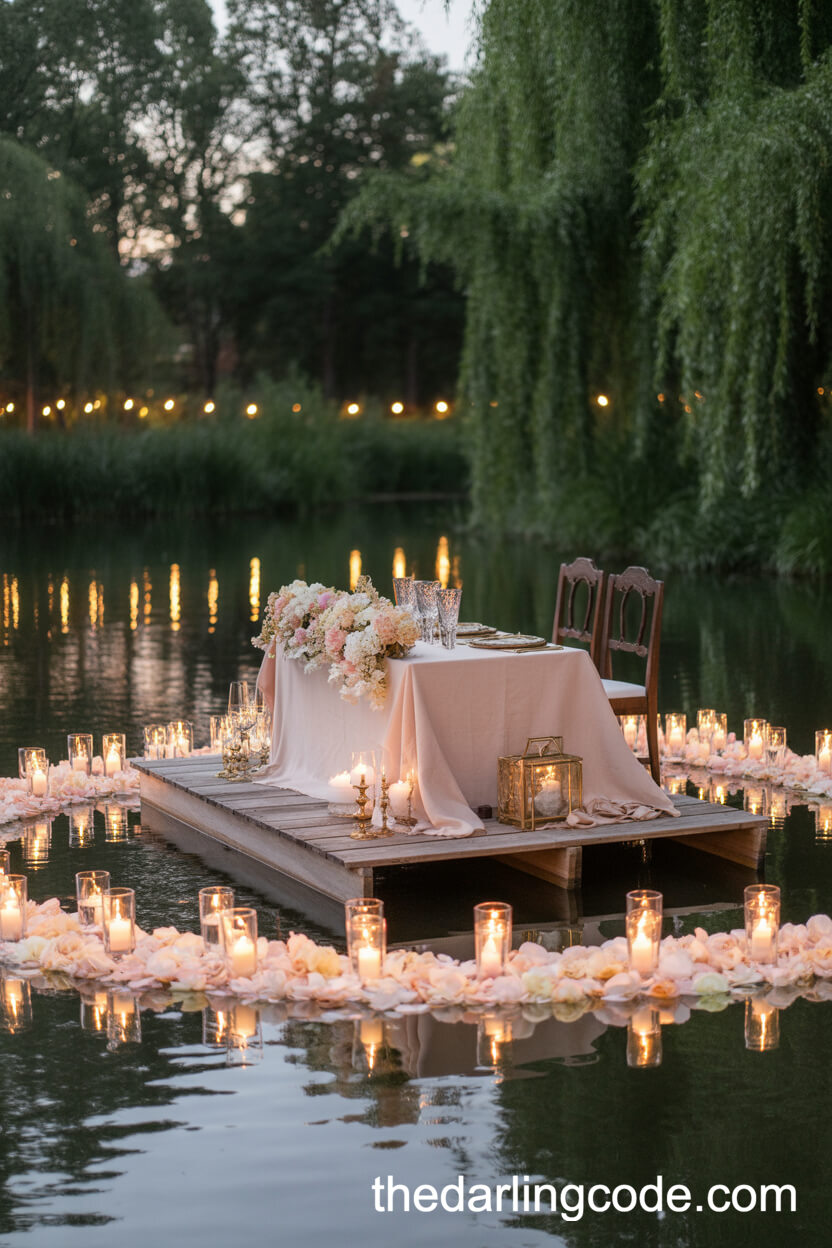Romantic Candlelit Raft Dinner On Pond