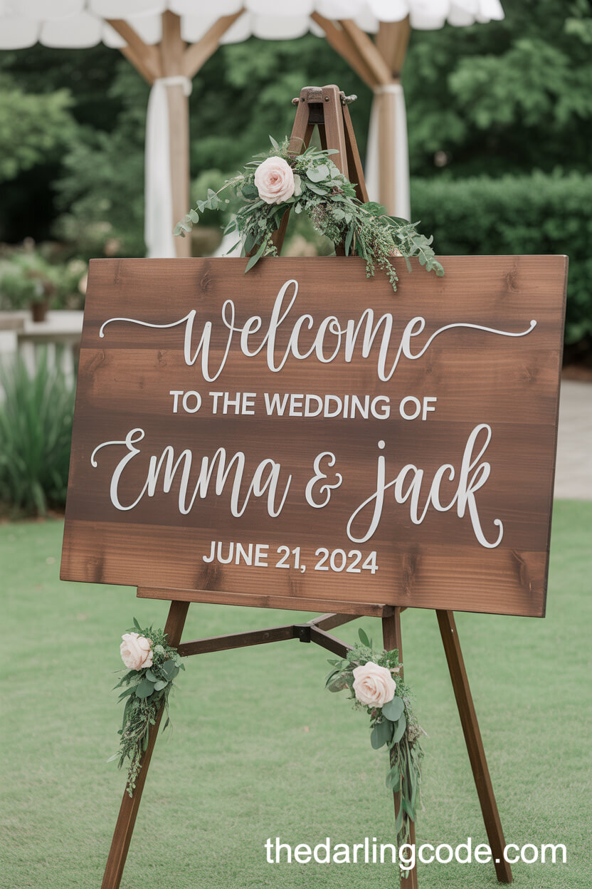 Floral Calligraphy Wedding Welcome Sign