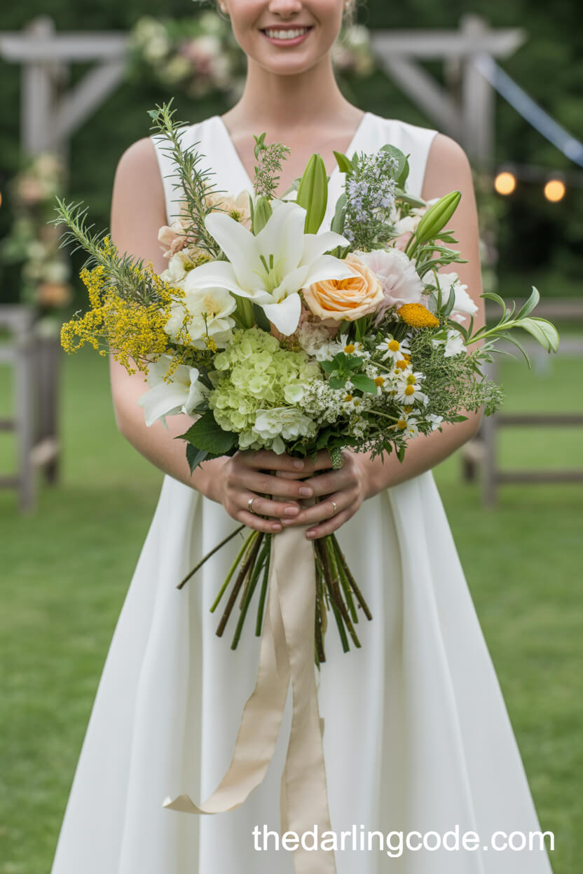 Farm-Inspired Lily And Chamomile Bouquet