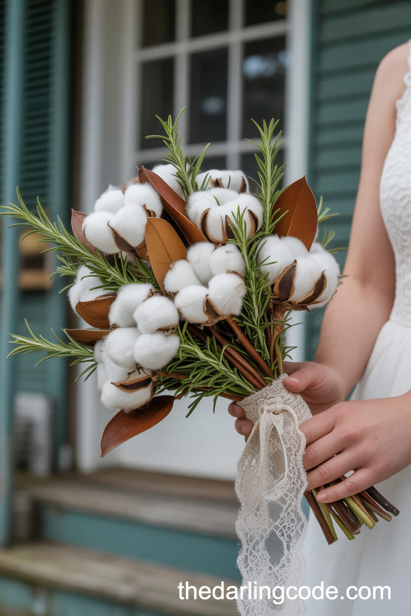 Cotton Stem And Magnolia Southern Bouquet