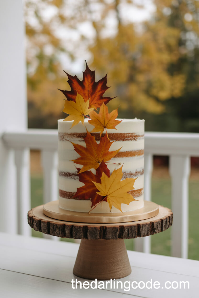 Maple Leaf and Caramel Rustic Cake