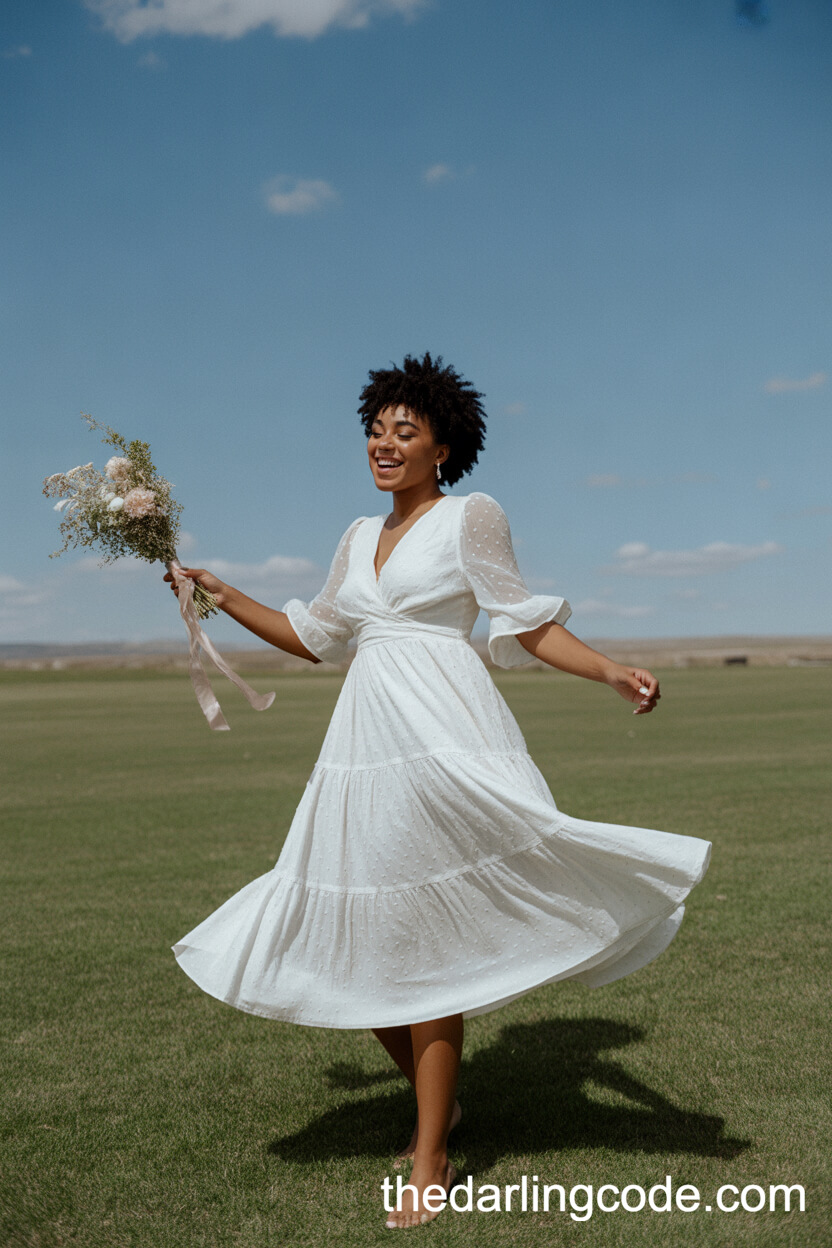 Simple Prairie-Style Rustic Wedding Dress