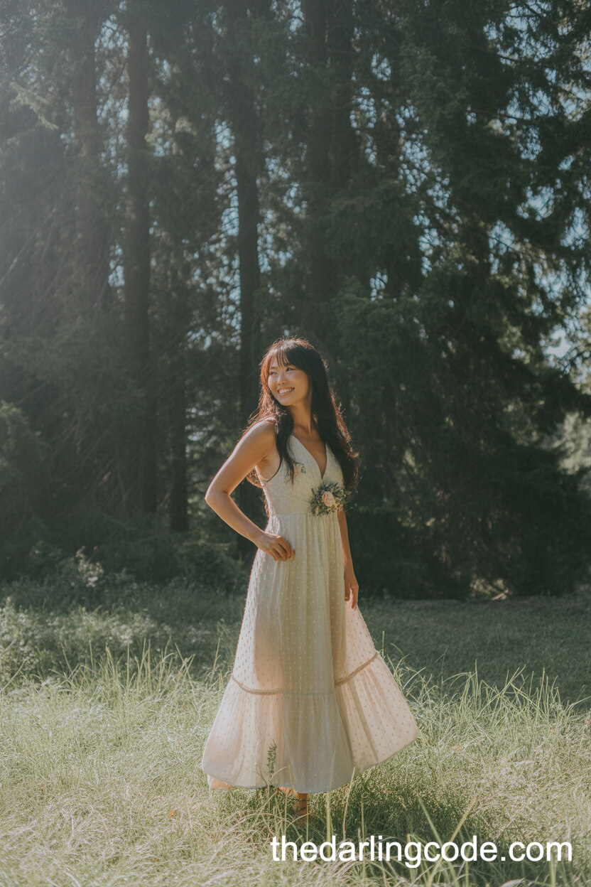 Bohemian Rustic Wedding Dress With Subtle Floral Accents