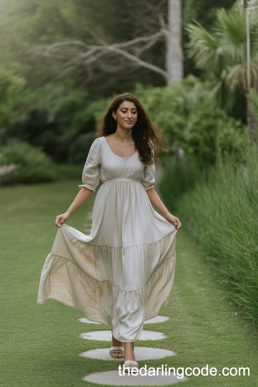 Simple Rustic Wedding Dress With Garden Stroll Elegance