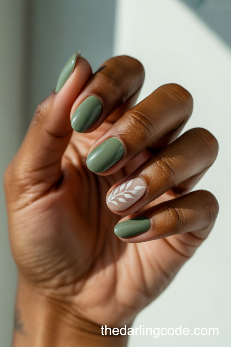 sage green wedding nails
