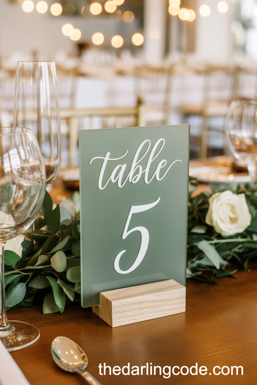 Sage Green Acrylic Table Numbers