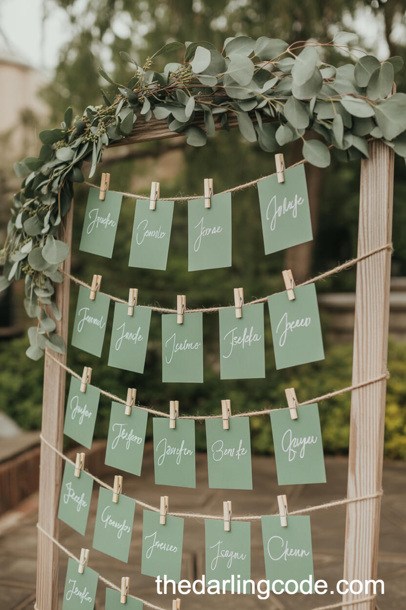 Sage Green Escort Card Display