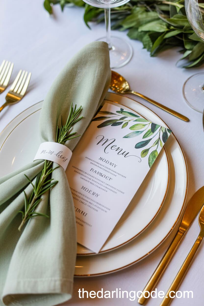 Elegant Sage Green Place Setting