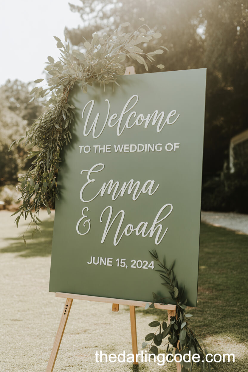 Sage Green Wedding Welcome Sign