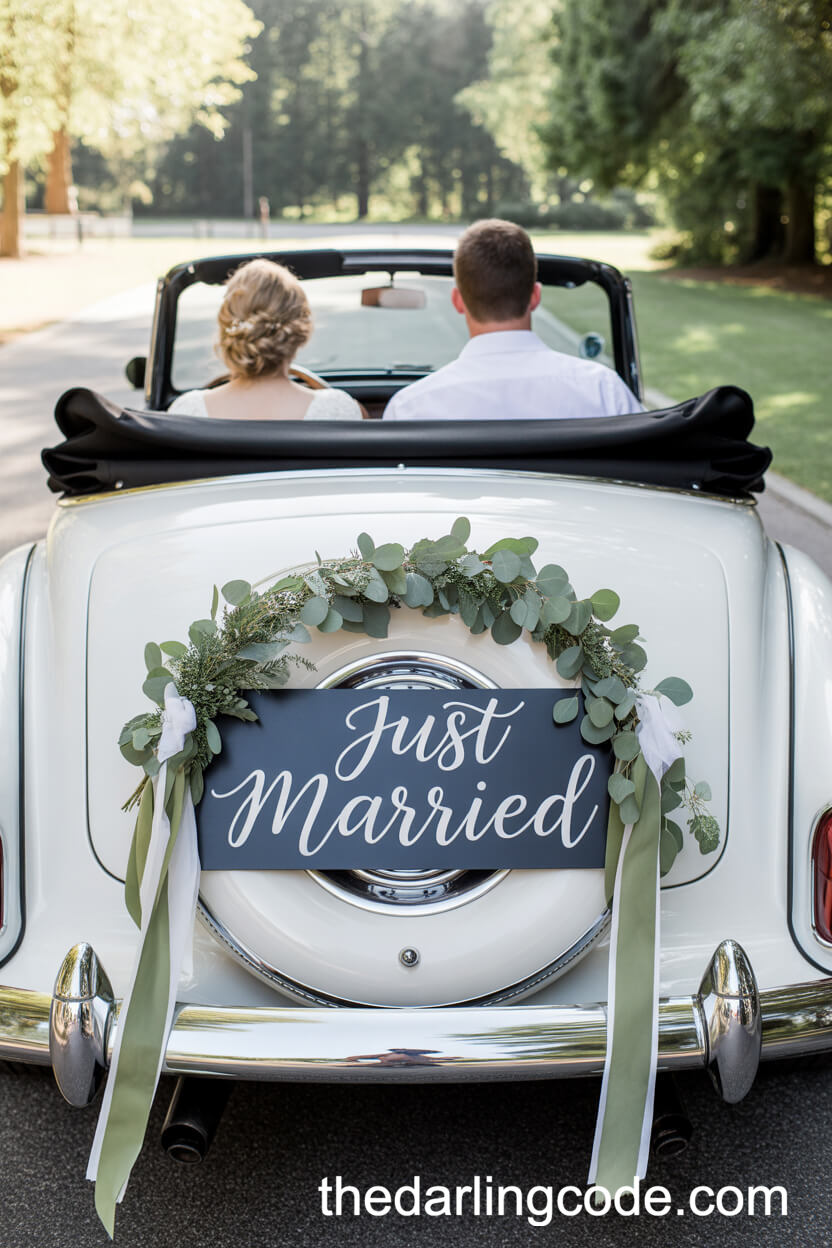 Sage Green Decorated Getaway Car