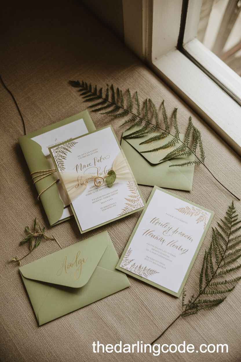 Sage Green Wedding Invitation Suite