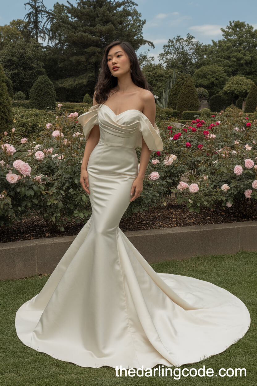 Fitted Satin Mermaid Wedding Dress With Sweetheart Neckline