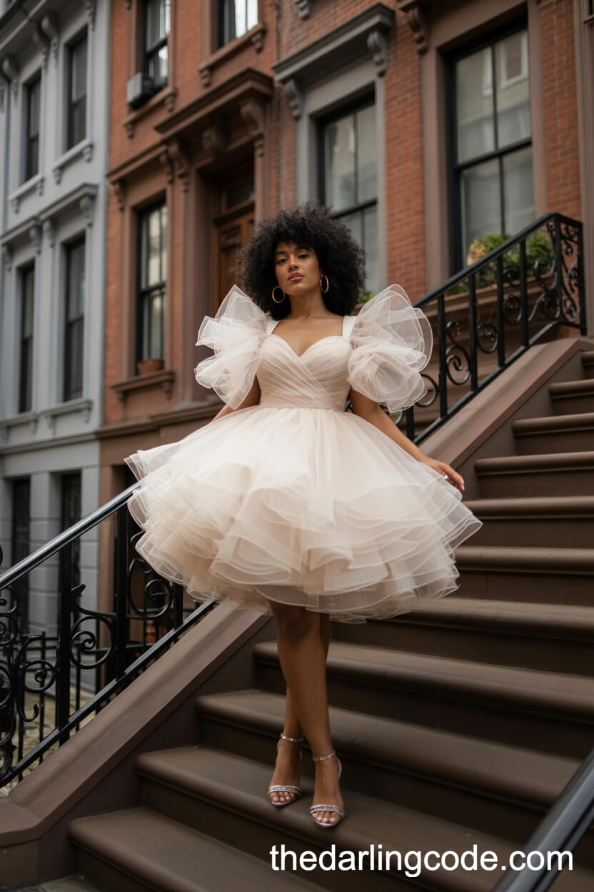 Short Wedding Dress With Dramatic Ruffles