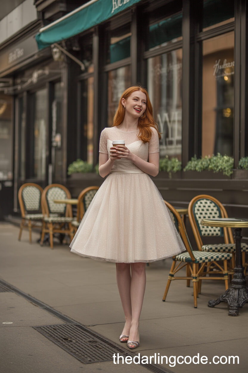 Short A-Line Wedding Dress With Subtle Sparkle