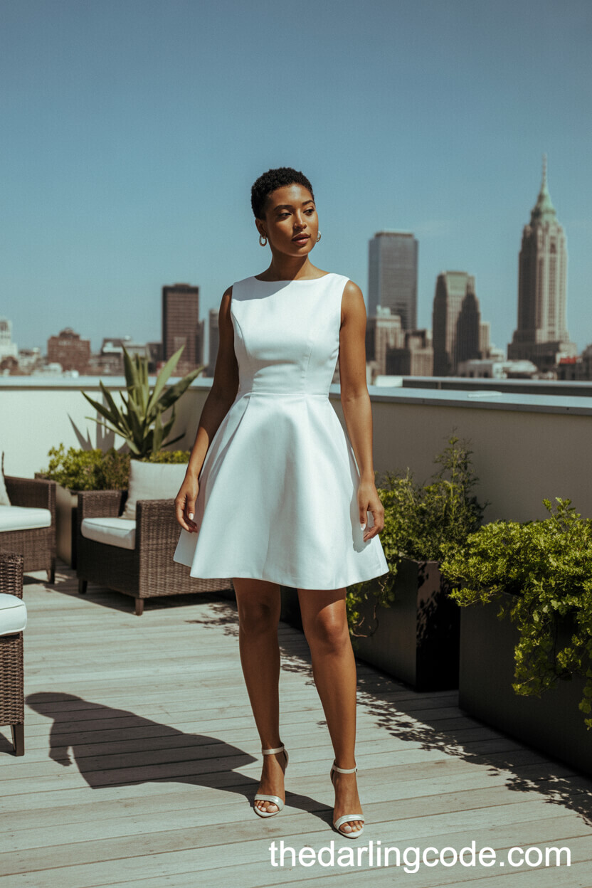 Minimalist Short White Shift Wedding Dress
