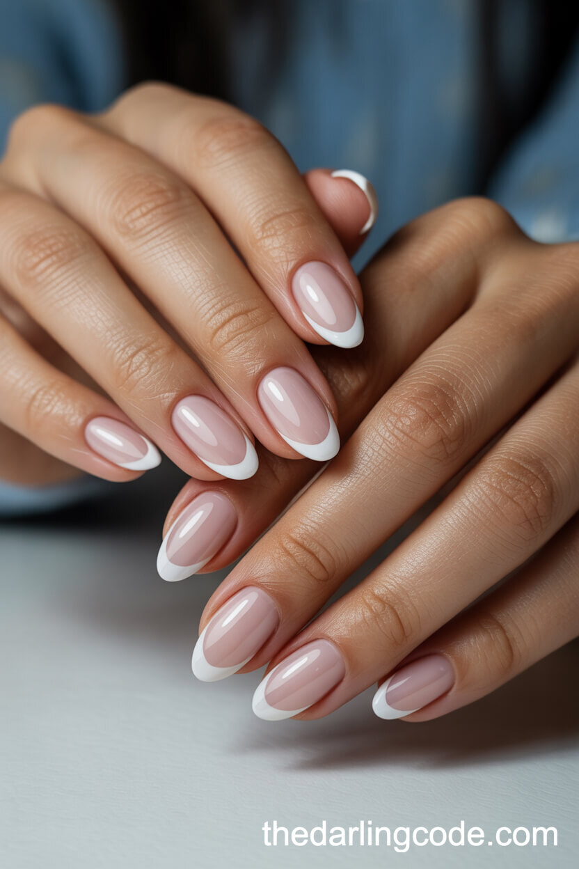 Classic Almond French Manicure