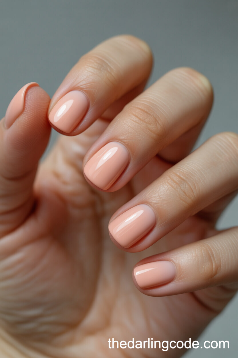 Peachy Nude Square Nails