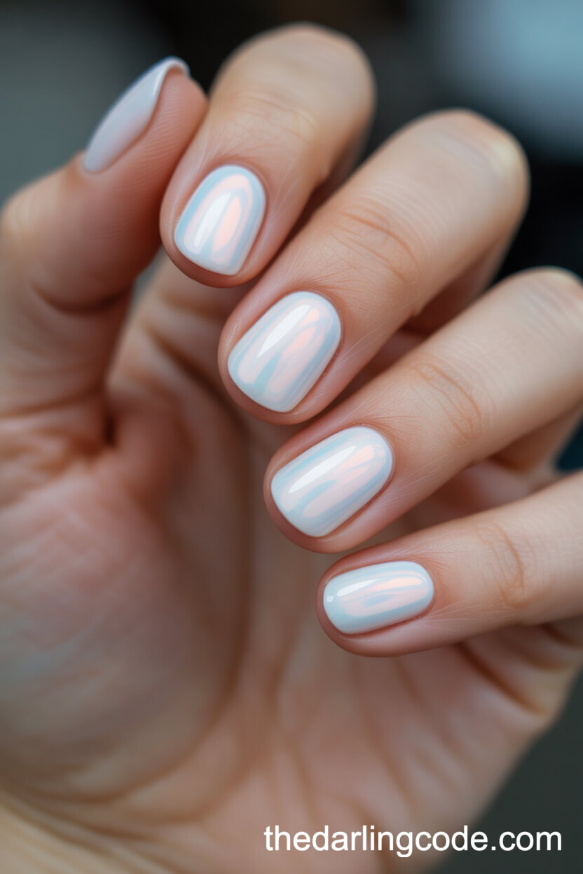 Opalescent Chrome Short Nails