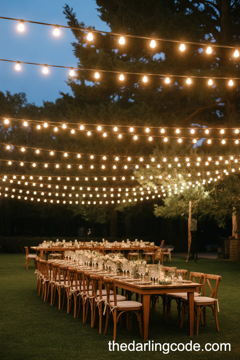 Magical Backyard Dinner Under A Canopy Of Twinkling String Lights