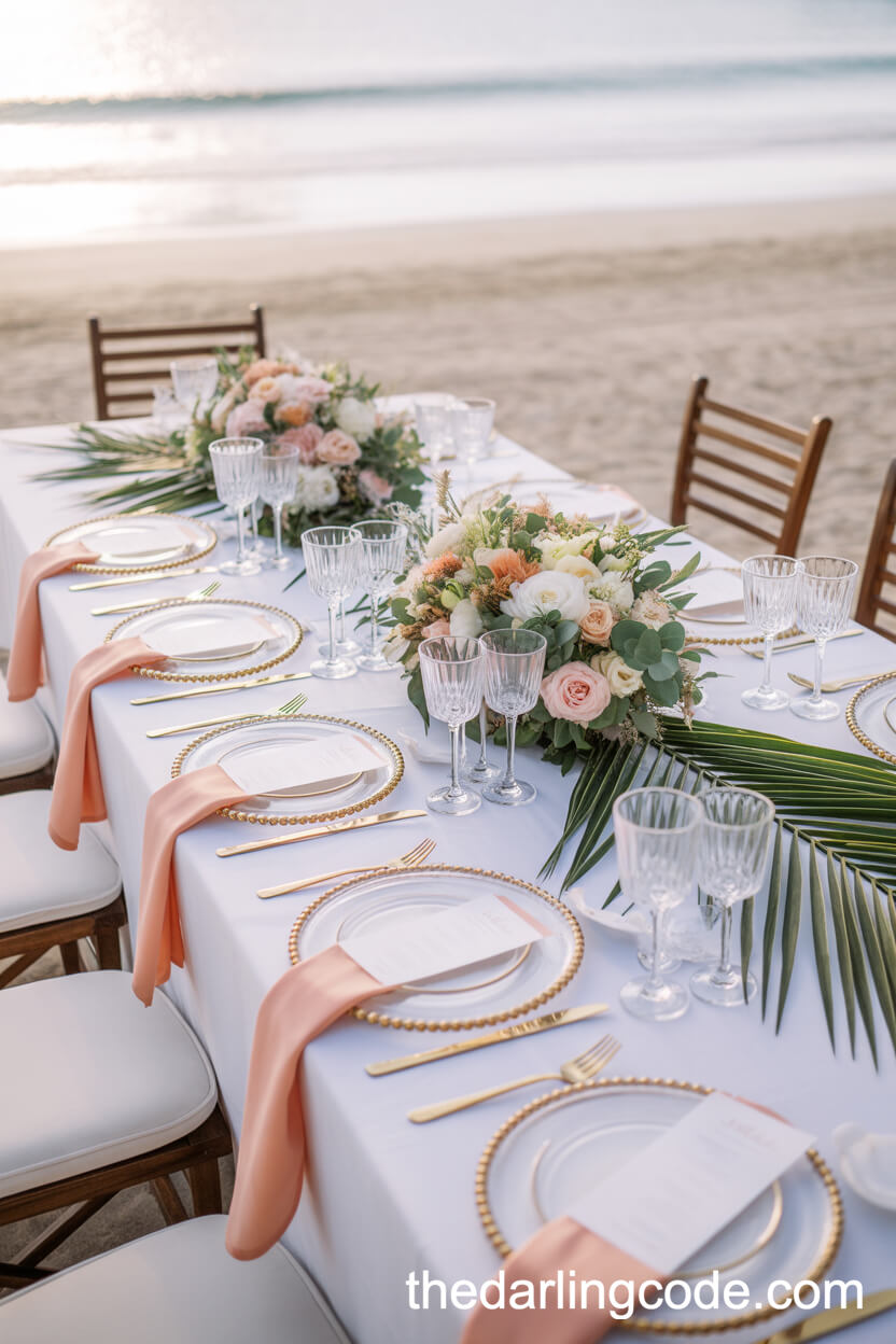 Tropical-Inspired Beachside Wedding Dinner Table