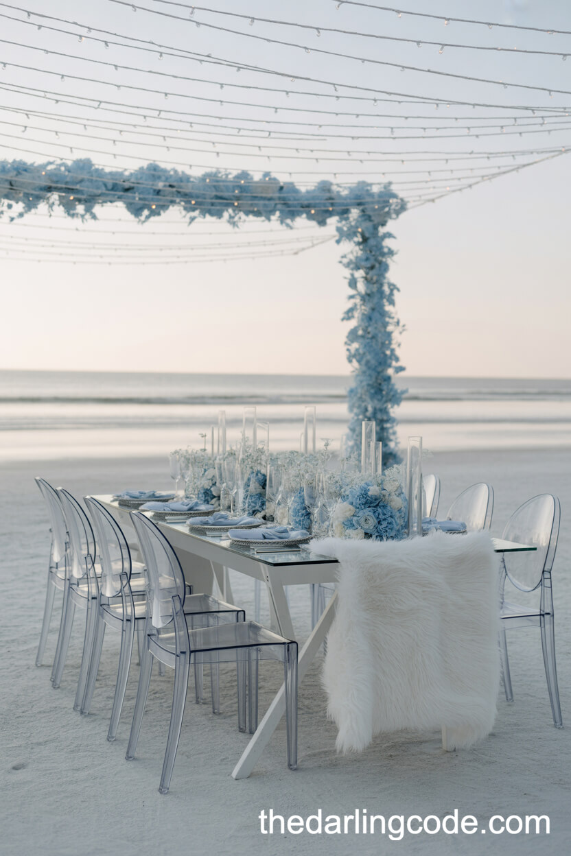 Winter-Themed Luxury Beach Wedding Table