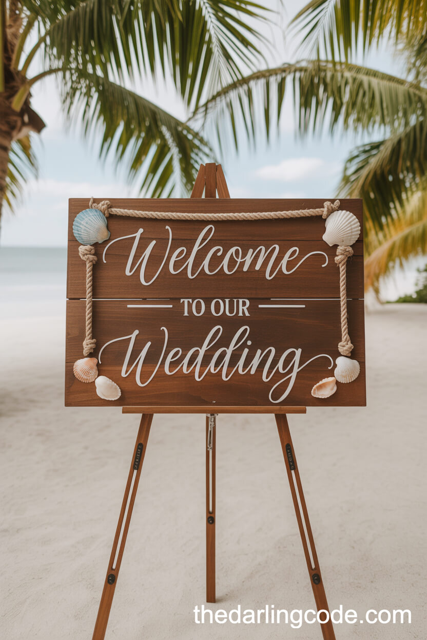 Chic Beach Wedding Welcome Sign