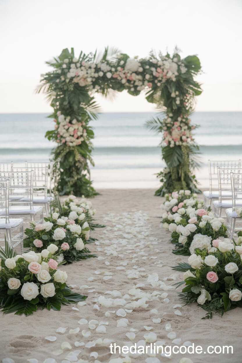 Garden-Inspired Floral Aisle On The Sand