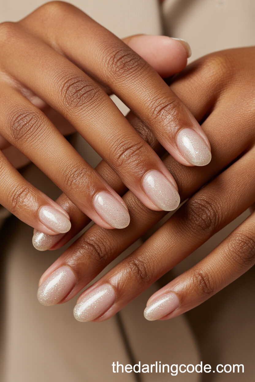 Shimmering Clear Oval Nails