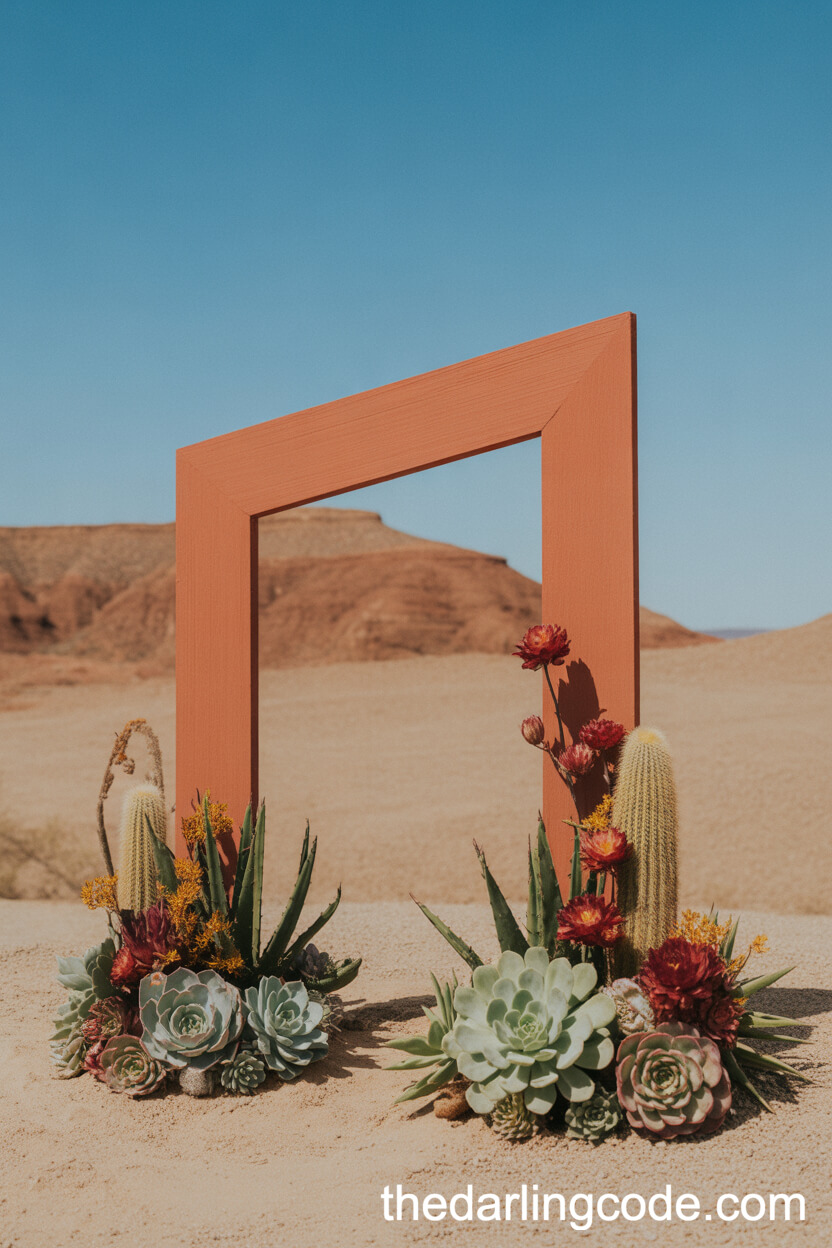 Geometric Desert Arch With Succulents