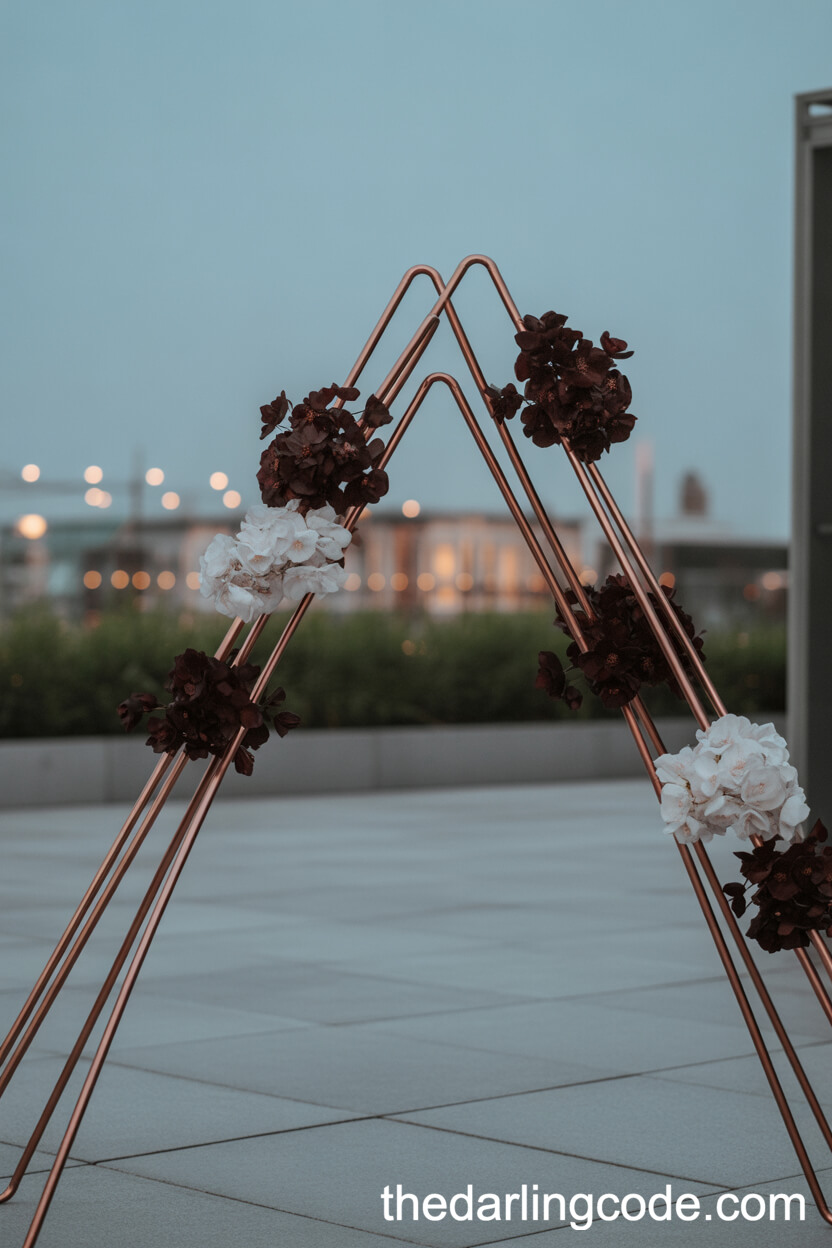 Copper Pipe Arch With Modern Florals