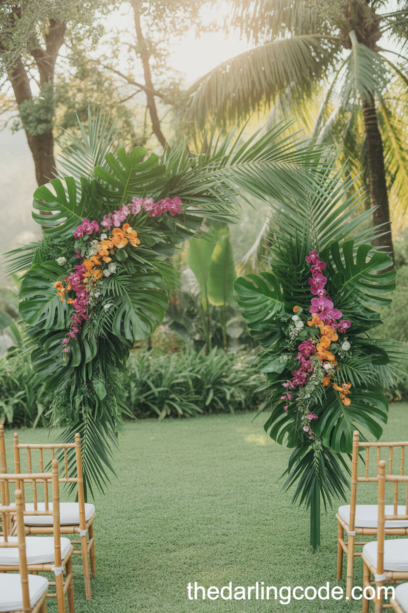 Tropical Palm Arch With Orchids