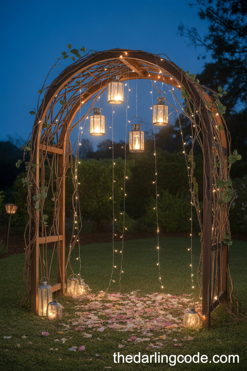 Vine-Wrapped Arch With Hanging Lanterns