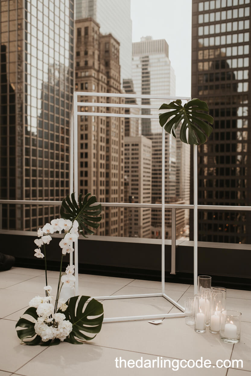 Modern City Rooftop Arch With Minimalist Ornaments