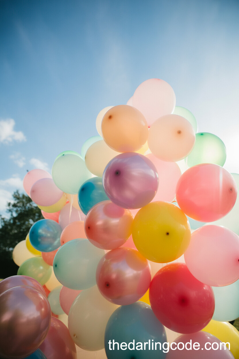 Clustered Pastel Helium Balloons Behind The Altar