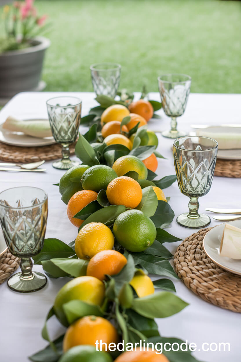 Citrus Fruit Garland with Greenery Centerpiece