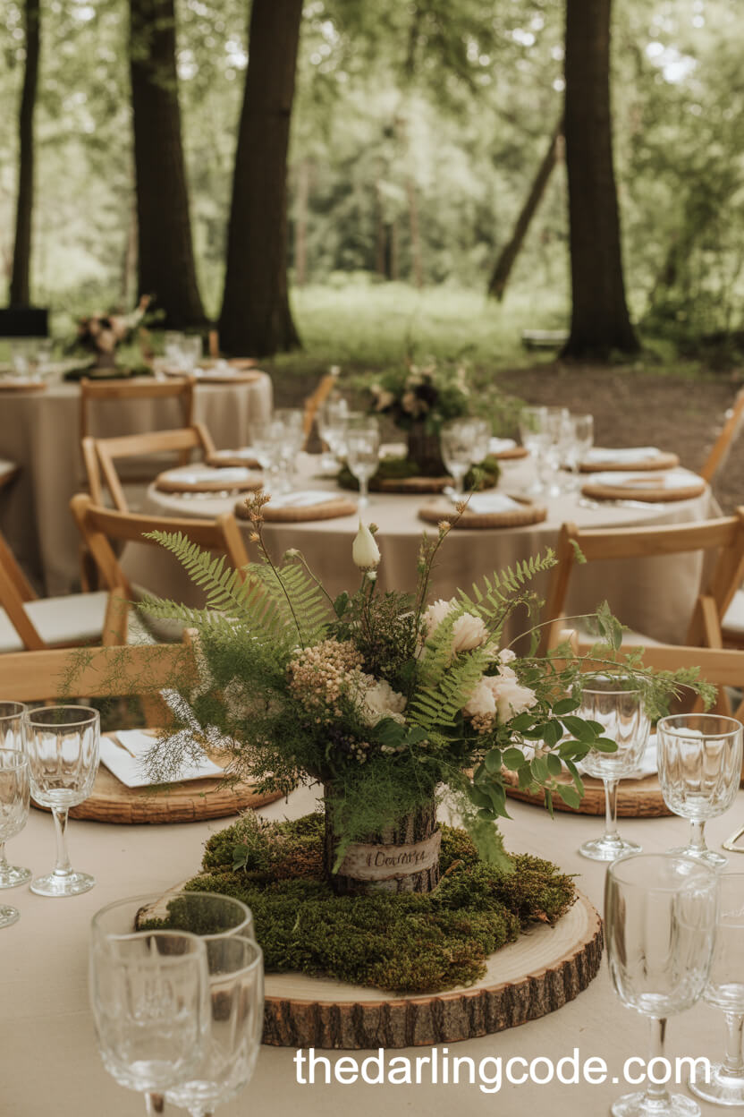 Fresh Ferns, Moss, and Woodland Flowers Centerpiece