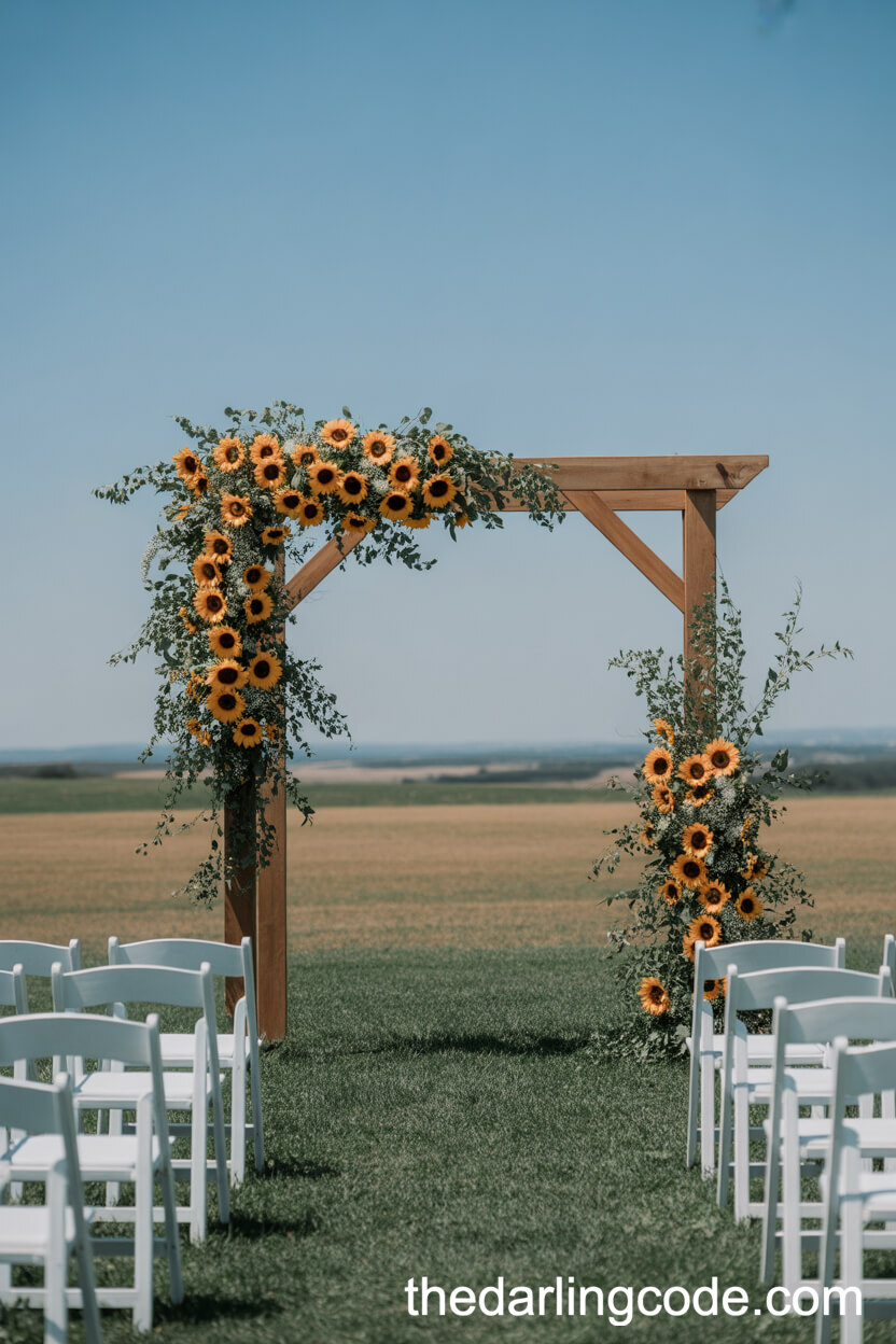 Sunflower-Adorned Arch For Outdoor Ceremonies