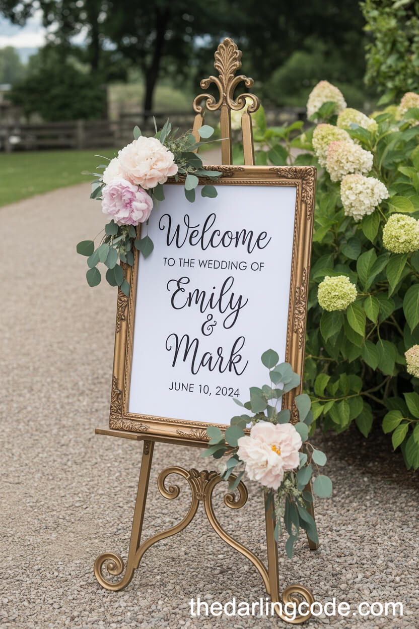 Hand-Lettered Welcome Sign With Floral Accents
