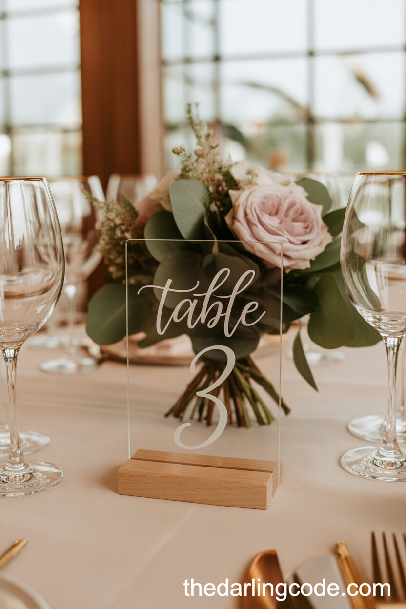 Chic Acrylic Table Numbers With Petite Centerpieces
