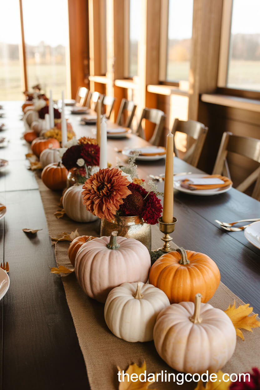 Rustic Fall Tablescape With Pumpkins And Dahlias