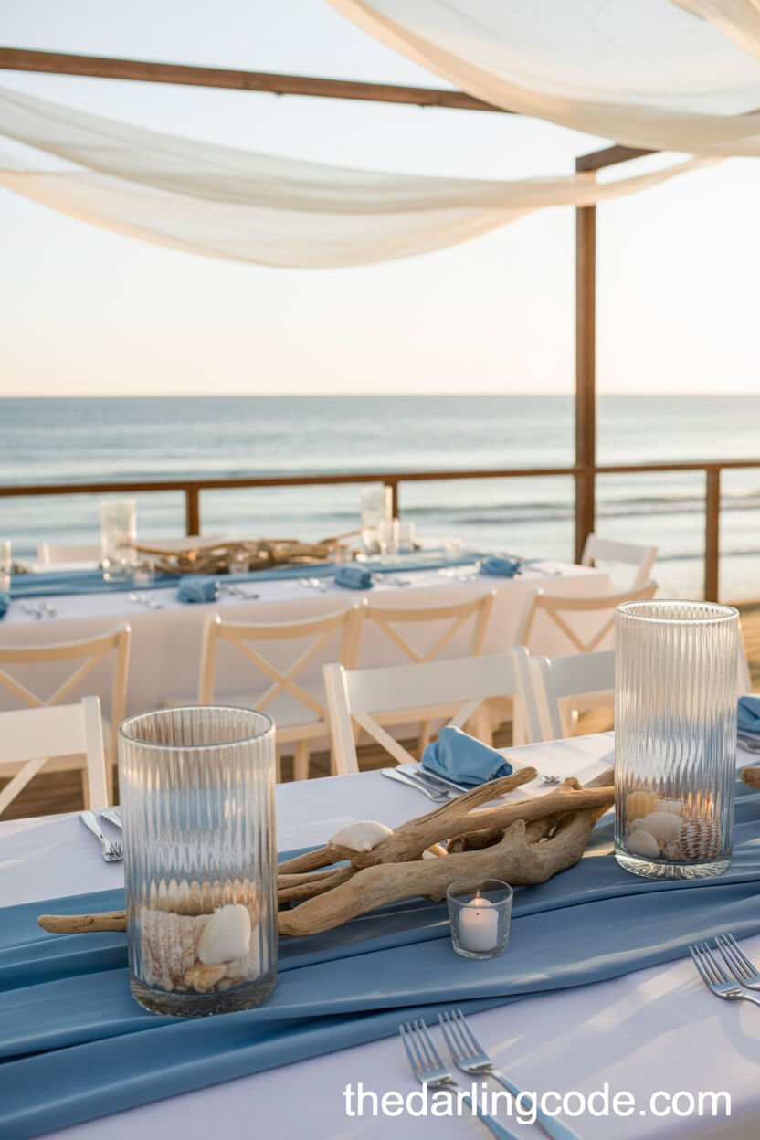 Beachside Tablescape With Driftwood And Seashells