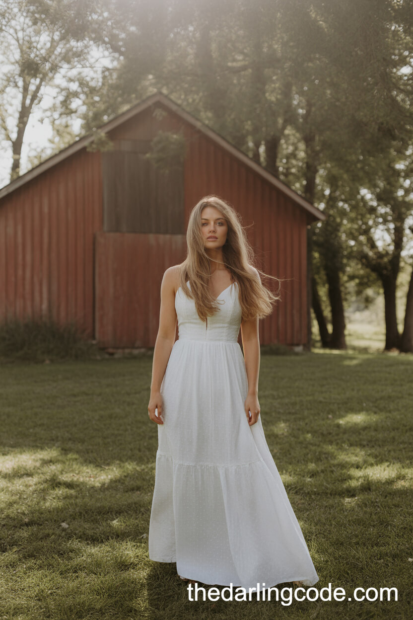 Relaxed White Wedding Gown For Rustic Settings